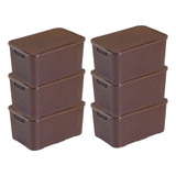 Kit 6 Caixas Organizadoras Multiuso Rattan 3 5 L Com Tampa