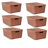 Kit 6 Caixas Organizadoras Rattan 7 Litros Com Tampa Cor Marrom
