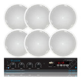 Kit 6 Caixas Som Ambiente Embutir Amplificador 4ch Bt Grave
