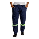 Kit 6 Calça Brim Refletiva Segurança Pesado Com Faixa 38