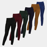 Kit 6 Calça Legging Feminina Leg Montaria Gorgurão Com Bolso