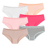 Kit 6 Calcinhas Infantil Lisa Premium Algodão Menina
