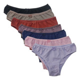 Kit 6 Calcinhas Tanga Feminina Adulto De Cotton Algodão Liso