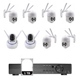 Kit 6 Cameras Ip Externa 2 Interna Wifi 360 Nvr 4ch Hd 1tb