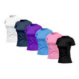 Kit 6 Camisas Feminina Manga Curta Dry Fit Proteção Uv