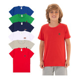 Kit 6 Camiseta Infantil Menino Juvenil Básica 100 Algodão