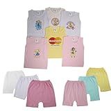 Kit 6 Camiseta Regata Bebê Menina Com 6 Shorts Algodão  M 