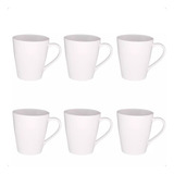Kit 6 Caneca Porcelana 290ml 1 Linha Branco Leite Café Chá
