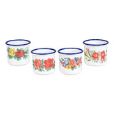 Kit 6 Canecas Esmaltas 350ml Reto De Ferro Decorada Xicara