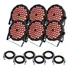 Kit 6 Canhao Refletor Rgb 54 Leds 3w Dj Triled + 6 Cabos 10m