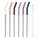 Kit 6 Canudos 1 Escovinhas De Aço Inox Reutilizável Metal