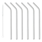 Kit 6 Canudos De Aço Inox Com Escova De Limpeza