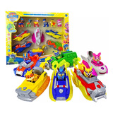 Kit 6 Carrinhos Patrulha Canina Brinquedos Infantil Coleção Marshall Rocky Zuma Ryder Chase Rubble Skye Everest