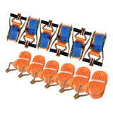 Kit 6 Catraca 6 Cinta Amarração Carga 3 Ton 9m Gancho J