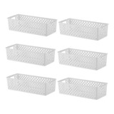 Kit 6 Cestinhas Organizadoras Quadratta Caixa Armário Lavabo Cor Branco