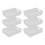 Kit 6 Cestos Organizador Armário Gaveta Lavanderia M 33x23