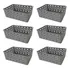 Kit 6 Cestos Organizador Multiuso Empilhável Gaveta 19x14x6 Cor Cinza