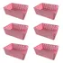 Kit 6 Cestos Organizador Multiuso Empilhável Gaveta 19x14x6 Cor Rosa