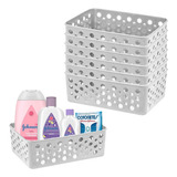 Kit 6 Cestos Organizador Pequeno Armário Gaveta Lavanderia Cozinha Banheiro Guarda Roupa Branco P 19x13 5cm