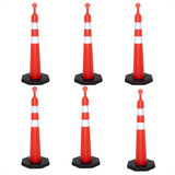 Kit 6 Cone Balizador Tipo T Sinalização Refletivo Tráfego