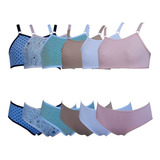 Kit 6 Conjunto Sutiã Top E Calcinha Menina Algodão Básico