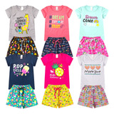 Kit 6 Conjuntos Infantil Menina Verão Roupa Criança Atacado