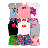 Kit 6 Conjuntos Juvenil Infantil Feminino Roupa Menina
