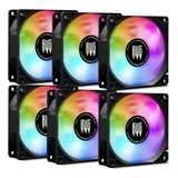 Kit 6 Cooler Fan Rgb Air Culerss Master 80mm Ventoinha 12v Para Computadort Cpu Pc Gamer Super Silencioso 2300 Rpm 3 Pinos+ + Molex 80 X 80mm