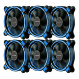 Kit 6 Cooler Spectrum Ring Led Azul P Gabinete 12cm Mymax