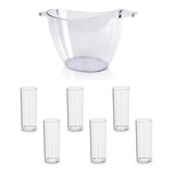 Kit 6 Copo De Acrílico Long Drink Balde De Gelo Para Festa