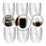 Kit 6 Copo Vidro Duplo 350ml Parede Dupla Cafe Chopp Suco