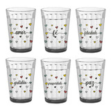 Kit 6 Copos Americano 190ml Vidro Decorado Motivacional
