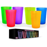 Kit 6 Copos Vidro 190ml Americano Colorido Brilha No Escuro