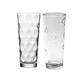 Kit 6 Copos Vidro Grosso Detalhado Long Drink 260ml Bolinha Espiral Desenho Para O Dia A Dia Suco Refrigerante Agua Bebidas
