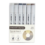 Kit 6 Cores Caneta Marcador 2 Pontas Tipo Copic