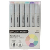 Kit 6 Cores Caneta Marcador 2 Pontas Tipo Copic Tons Pasteis
