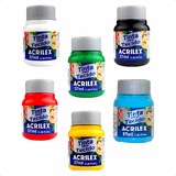 Kit 6 Cores Tinta Tecido Biscuit Acrilex 37ml Alta Fixação