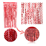 Kit 6 Cortina Coração Dia Dos Namorados Decoração Metalizada