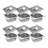 Kit 6 Cubas Gastro Inox Gn 1 6x65 Mm 1 Litro 6 Tampa Inox