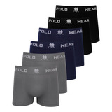 Kit 6 Cueca Masculina Boxer Microfibra Lisa Polo Wear Sortid