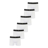 Kit 6 Cuecas Boxer Algodão Polo Wear Branco