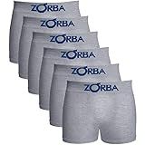 Kit 6 Cuecas Boxer Algodão Sem Costura Infantil Zorba Meninos Mescla G