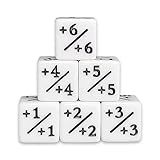 Kit 6 Dados Contadores Marcadores Positivo Negativo MTG Branco 