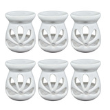 Kit 6 Difusor Rechaud Flor Óleo Essenciais Wax Melts Branco