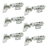 Kit 6 Dobradiças Reta Amortecedor 35mm Armários Portas Pop