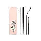 Kit 6 Em 1 4 Canudos De Inox Escova Ecobag Preto