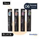 Kit 6 Escova Dental Macia C Limpador De Língua Dupla Ação