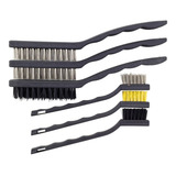 Kit 6 Escovas Cerdas De Aço Latão E Nylon Para Limpar Peças