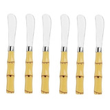 Kit 6 Espátula Para Manteiga patê E Geleia Bambu aço Inox