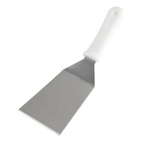 Kit 6 Espátulas Cabo Branco Curva 90mm De Aço Inox Chapeiro